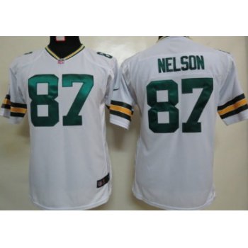 Nike Green Bay Packers #87 Jordy Nelson White Game Kids Jersey