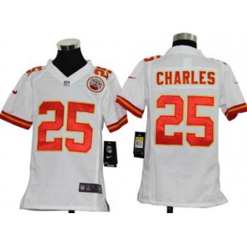 Nike Kansas City Chiefs #25 Jamaal Charles White Game Kids Jersey