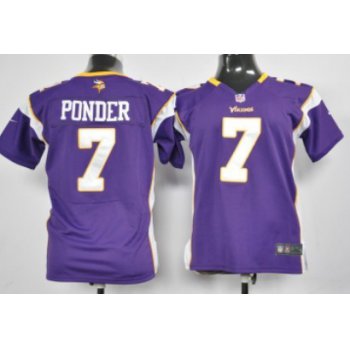 Nike Minnesota Vikings #7 Christian Ponder Purple Game Kids Jersey