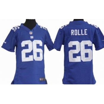 Nike New York Giants #26 Antrel Rolle Blue Game Kids Jersey