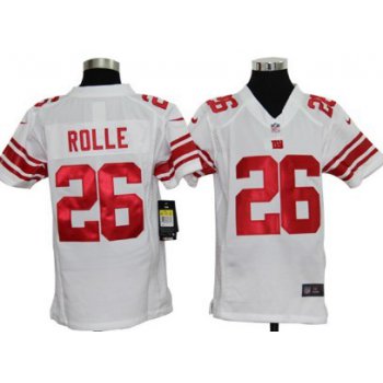 Nike New York Giants #26 Antrel Rolle White Game Kids Jersey