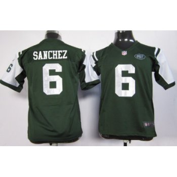 Nike New York Jets #6 Mark Sanchez Green Game Kids Jersey