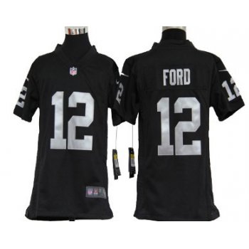 Nike Oakland Raiders #12 Jacoby Ford Black Game Kids Jersey