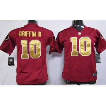 Nike Washington Redskins #10 Robert Griffin III Red With Gold Game Kids Jersey