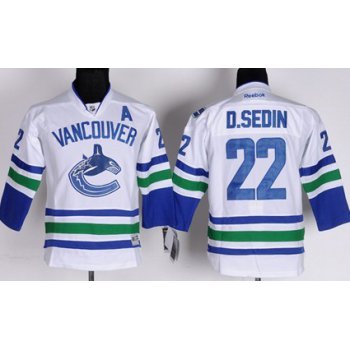 Vancouver Canucks #22 Daniel Sedin White Kids Jersey