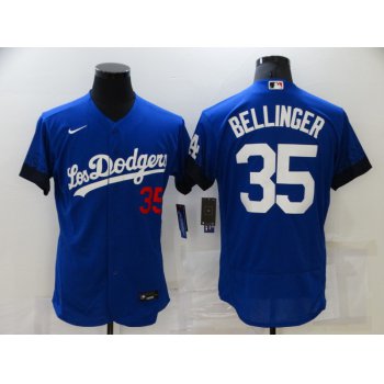 Men's Los Angeles Dodgers #35 Cody Bellinger Blue 2021 City Connect Flex Base Stitched Jersey