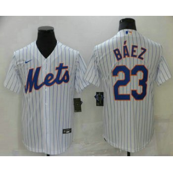 Men's New York Mets #23 Javier Baez White Stitched MLB Cool Base Nike Jersey