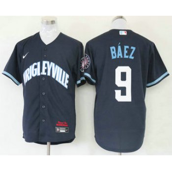 Men's Chicago Cubs #9 Javier Baez Navy Blue 2021 City Connect Stitched MLB Cool Base Nike Jersey