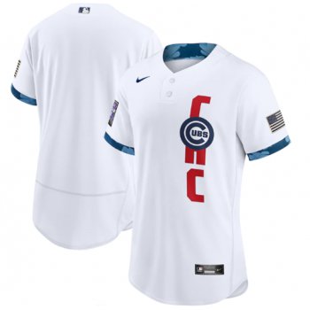 Men's Chicago Cubs Blank 2021 White All-Star Flex Base Stitched MLB Jersey