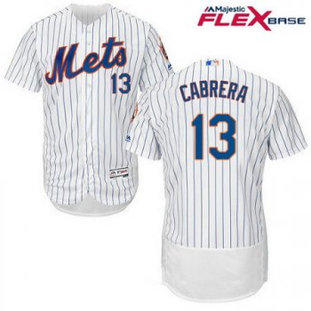 Men's New York Mets #13 Asdrubal Cabrera White Home Stitched MLB Majestic Flex Base Jersey