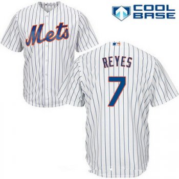 Men's New York Mets #7 Jose Reyes White Home Stitched MLB Majestic Cool Base Jersey
