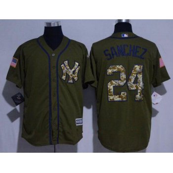 Men's New York Yankees #24 Gary Sanchez Green Salute To Service Stitched MLB Majestic Cool Base Jersey