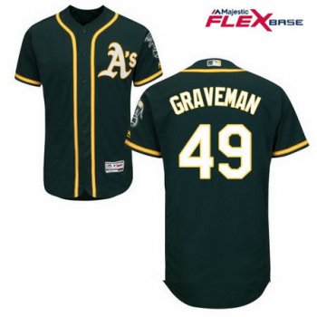 Men's Oakland Athletics #49 Kendall Graveman Green Alternate Stitched MLB Majestic Flex Base Jersey