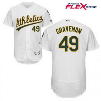 Men's Oakland Athletics #49 Kendall Graveman White Home Stitched MLB Majestic Flex Base Jersey