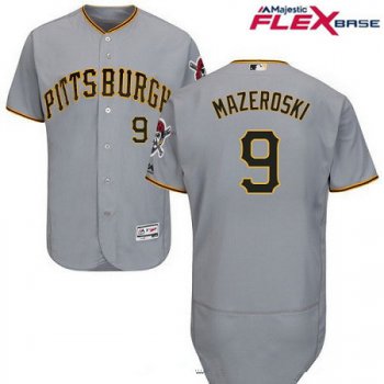 Men's Pittsburgh Pirates #9 Bill Mazeroski Gray Road Stitched MLB Majestic Flex Base Jersey_