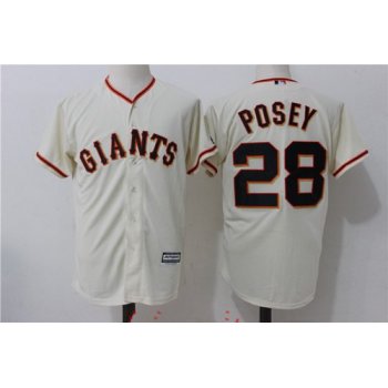 Men's San Francisco Giants #28 Buster Posey Name Cream Home Stitched MLB Majestic Cool Base Jersey