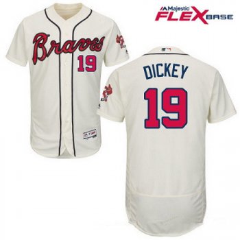 Men's Atlanta Braves #19 R.A. Dickey Cream Alternate Stitched MLB Majestic Flex Base Jersey
