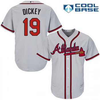 Men's Atlanta Braves #19 R.A. Dickey Gray Road Stitched MLB Majestic Cool Base Jersey