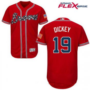Men's Atlanta Braves #19 R.A. Dickey Red Alternate Stitched MLB Majestic Flex Base Jersey