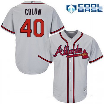 Men's Atlanta Braves #40 Bartolo Colon Gray Road Stitched MLB Majestic Cool Base Jersey