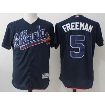 Men's Atlanta Braves #5 Freddie Freeman Navy Blue Alternate Stitched MLB Majestic Cool Base Jersey