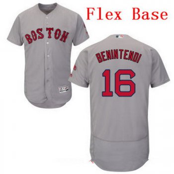 Men's Boston Red Sox #16 Andrew Benintendi Gray Road Stitched MLB Majestic Flex Base Jersey