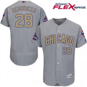Men's Chicago Cubs #28 Kyle Hendricks Gray 2017 Gold Champion Flexbase Authentic Collection MLB Jersey