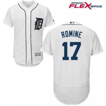 Men's Detroit Tigers #17 Andrew Romine White Home Stitched MLB Majestic Flex Base Jersey