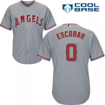 Men's Los Angeles Angels of Anaheim #0 Yunel Escobar Gray Road Stitched MLB Majestic Cool Base Jersey