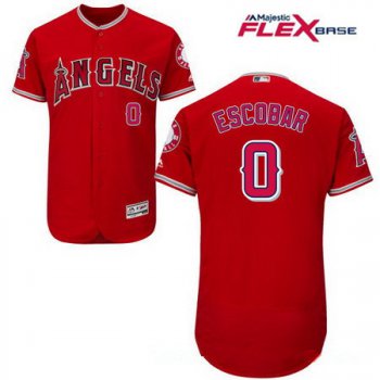 Men's Los Angeles Angels of Anaheim #0 Yunel Escobar Red Alternate Stitched MLB Majestic Flex Base Jersey