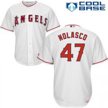 Men's Los Angeles Angels of Anaheim #47 Ricky Nolasco White Home Stitched MLB Majestic Cool Base Jersey