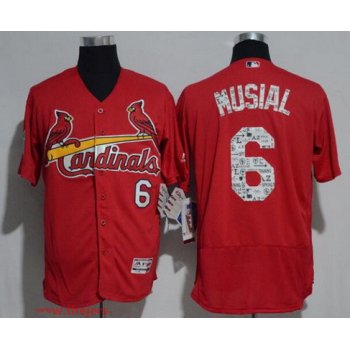 Men's St. Louis Cardinals #6 Stan Musial Retired Red 2017 Spring Training Stitched MLB Majestic Flex Base Jersey