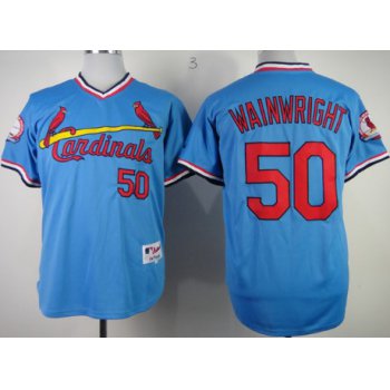 St. Louis Cardinals #50 Adam Wainwright 1982 Light Blue Pullover Jersey