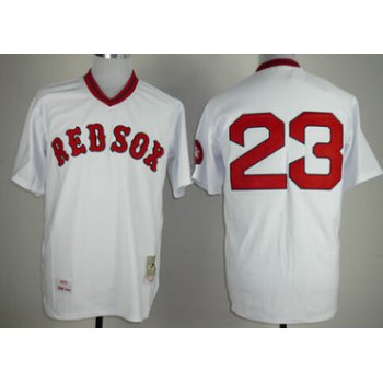 Boston Red Sox #23 Luis Tiant 1975 White Throwback Jersey