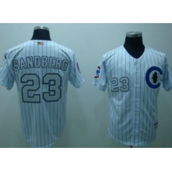 Chicago Cubs #23 Ryne Sandberg White With Slivery Jersey
