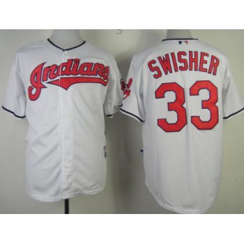 Cleveland Indians #33 Nick Swisher White Jersey