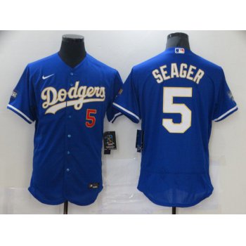 Men Los Angeles Dodgers 5 Seager Blue Elite 2021 Nike MLB Jersey