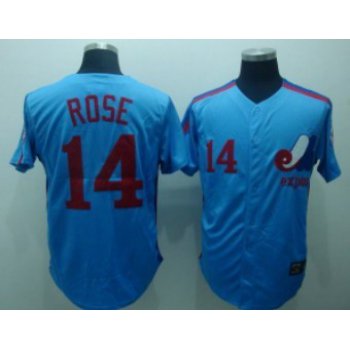 Montreal Expos #14 Pete Rose 1982 Blue Throwback Jersey