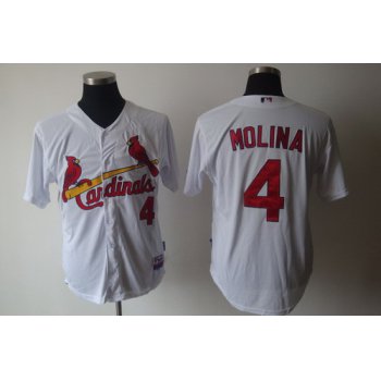 St. Louis Cardinals #4 Yadier Molina White Jersey