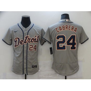 Men Detroit Tigers 24 Cabrera Grey Elite 2021 Nike MLB Jersey