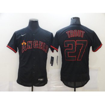 Men's Los Angeles Angels of Anaheim #27 Mike Trout Lights Out Black Fashion Flexbase Nike Jersey