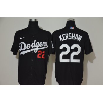 Men's Los Angeles Dodgers #22 Clayton Kershaw Black Stitched MLB Cool Base Nike Jersey