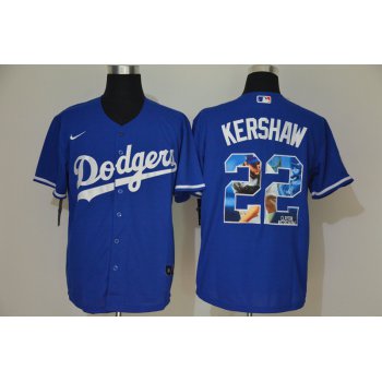 Men's Los Angeles Dodgers #22 Clayton Kershaw Blue Unforgettable Moment Stitched Fashion MLB Cool Base Nike Jerseys