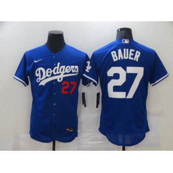 Men's Los Angeles Dodgers #27 Trevor Bauer Blue Stitched MLB Flex Base Nike Jersey