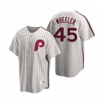 Mens Nike Philadelphia Phillies 45 Zack Wheeler White Cooperstown Collection Home Stitched Baseball Jersey