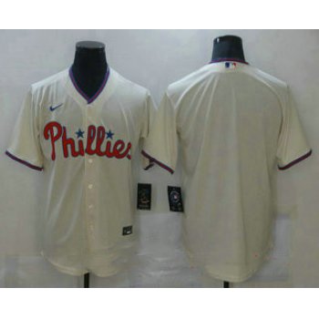 Men's Philadelphia Phillies Blank Cream Stitched MLB Cool Base Nike Jersey