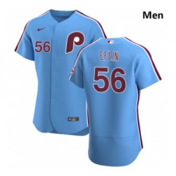Philadelphia Phillies 56 Zach Eflin Men Nike Light Blue Alternate 2020 Authentic Player MLB Jersey