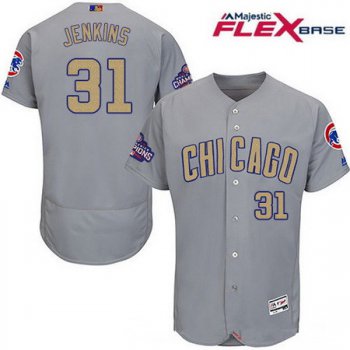 Men's Chicago Cubs #31 Fergie Jenkins Gray World Series Champions Gold Stitched MLB Majestic 2017 Flex Base Jersey