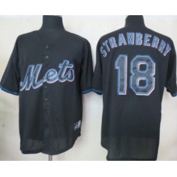 New York Mets #18 Darryl Strawberry Black Fashion Jersey