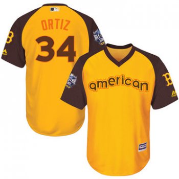 David Ortiz Gold 2016 MLB All-Star Jersey - Men's American League Boston Red Sox #34 Cool Base Game Collection